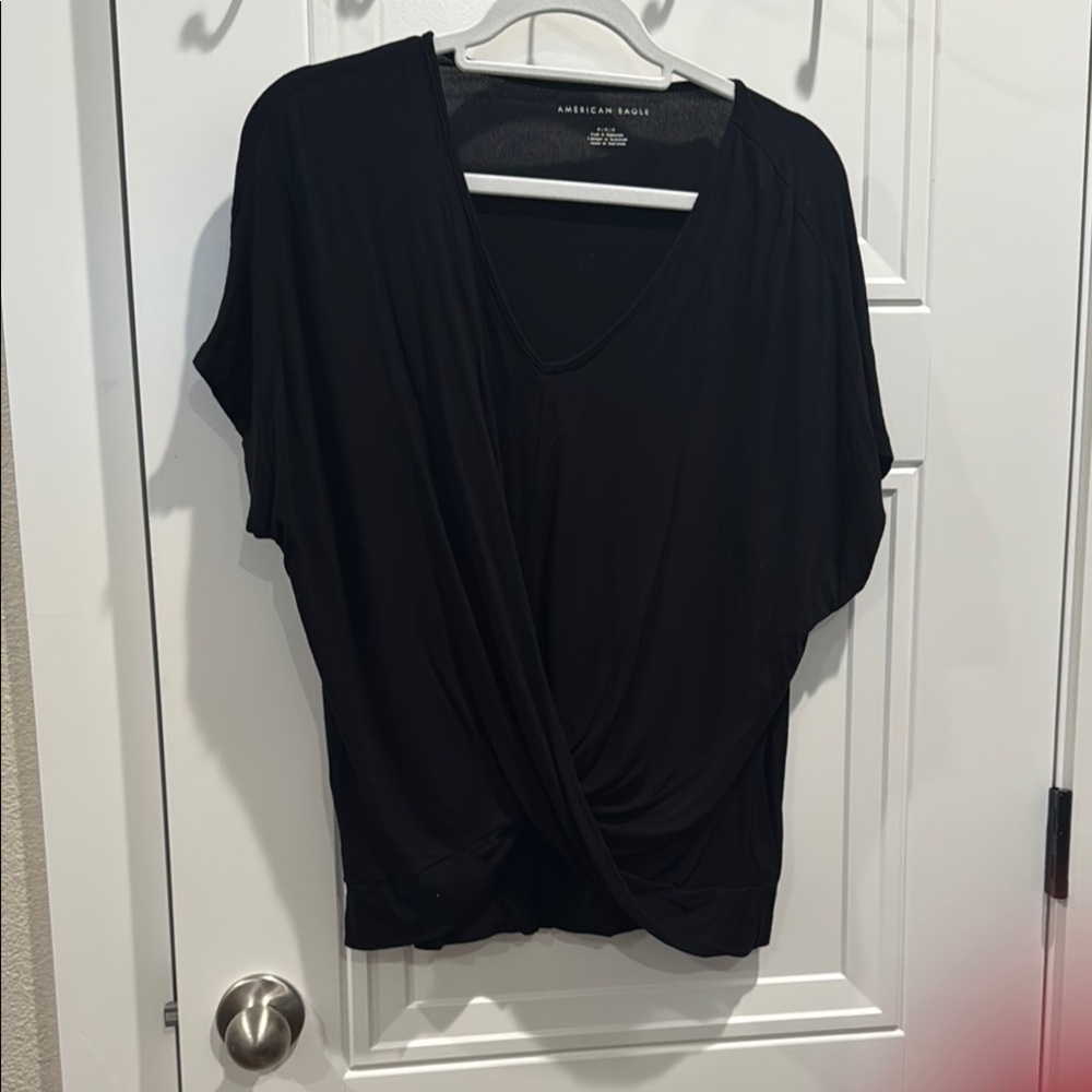 American Eagle Outfitters Black Wrap Blouse